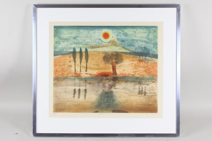 Rene Carcan Aquatint Etching "L' Arbre de Vie" , "Tree of Life"