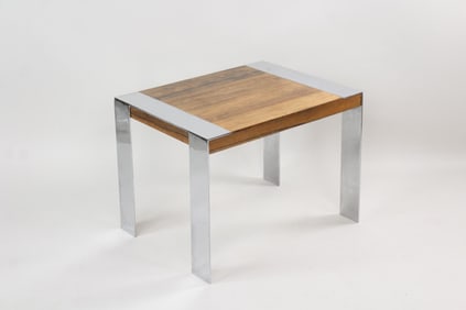 Rosewood & Polished Steel Side Table, Manner of Milo Baughman
