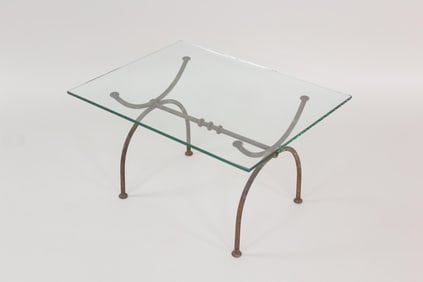 Southwestern Iron & Glass Table, Giacometti Style
