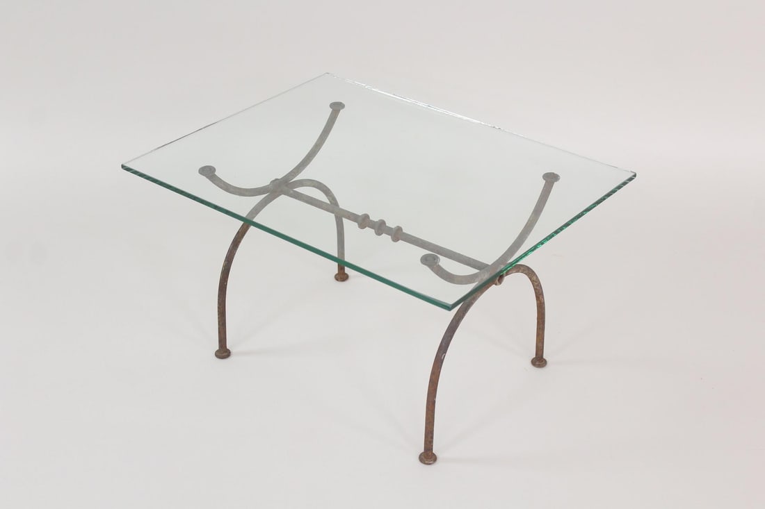 Southwestern Iron & Glass Table, Giacometti Style (1 of 7)