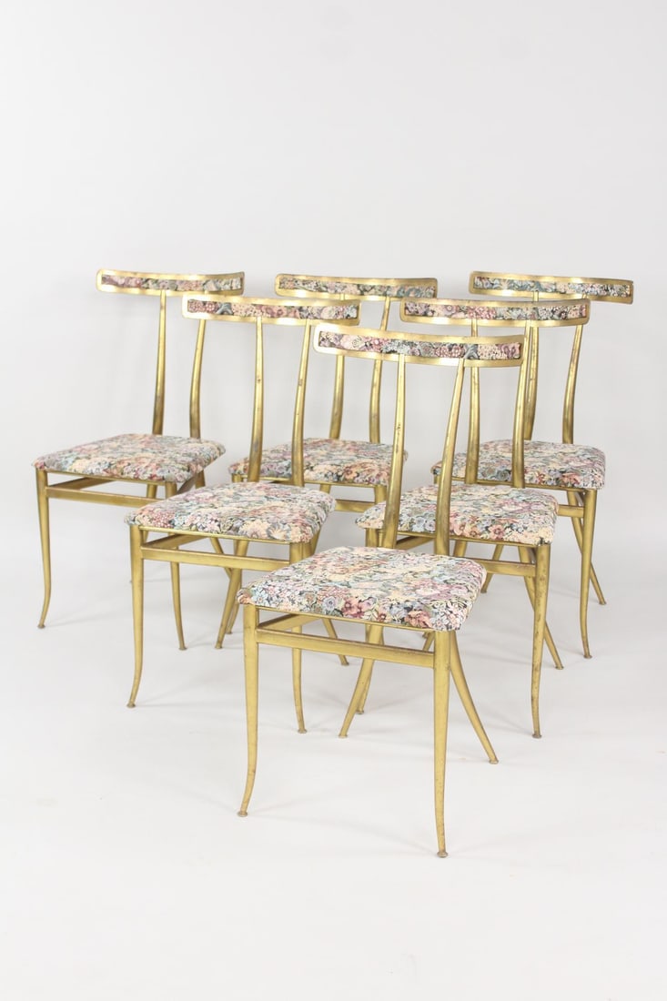 Set of 6 Brass Italian Sculptural Dining Chairs by Alberto Gambetta (1 of 19)