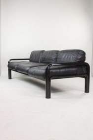 Gae Aulenti Black Leather Sofa for Knoll