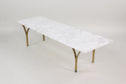 Marble & Sculptural Brass Leg Coffee Table