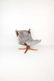 Grey Leather "Falcon" Chair by Sigurd Ressell for Vatne Mobler