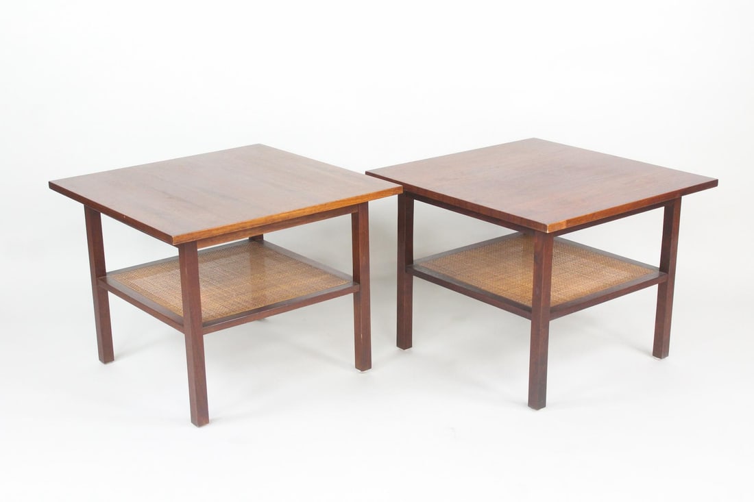 Pair of Paul McCobb Delineator Walnut & Cane Side Tables (1 of 10)