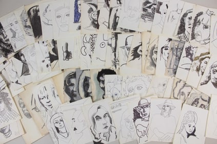 Large Group of 100+ Clark Murray Portrait Drawings