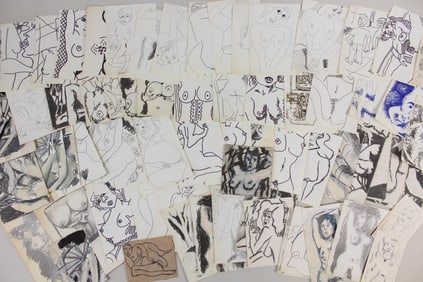 Large Group of 100+ Clark Murray Drawings, Mostly Nudes