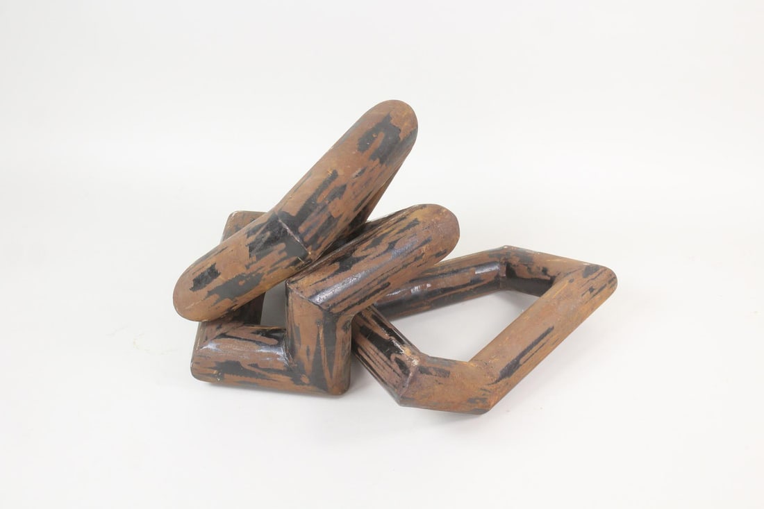 Clark Murray 3 Piece Metal Abstract Pipes Sculpture: Clark Murray 3 Piece Metal Abstract Pipes Sculpture. Three heavy tubular sculptures made of metal pipe, with 4 and 5 sides, which can be arranged in numerous configurations. Fabricated by the artist C