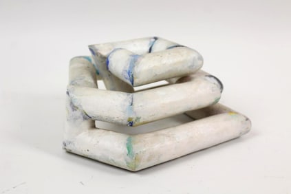 Clark Murray Wood Minimalist Abstract Pipes Sculpture, Painted Whites