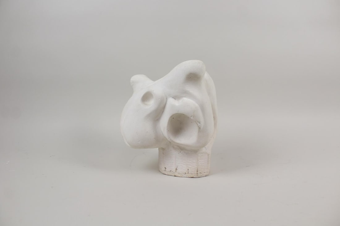 Biomorphic White Plaster Abstract Sculpture, Postmodern 1989 (1 of 12)