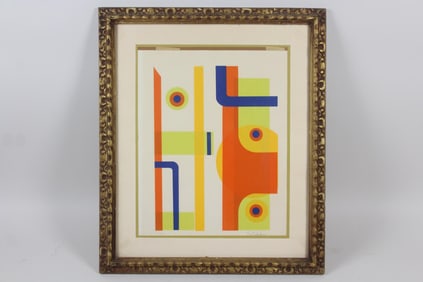 Pencil Signed S.Caldum Geometric Abstract Serigraph Print