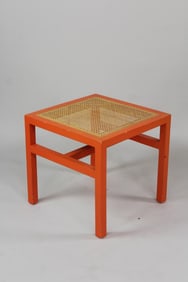 Pop Art Orange & Caned Seat Stool / Side Table