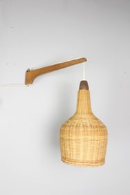 Danish Modern Wicker Hanging Light Sconce