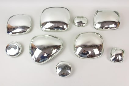 Set of 9 Biomorphic Mercury Glass Mirror Blobs Hanging Wall Sculptures