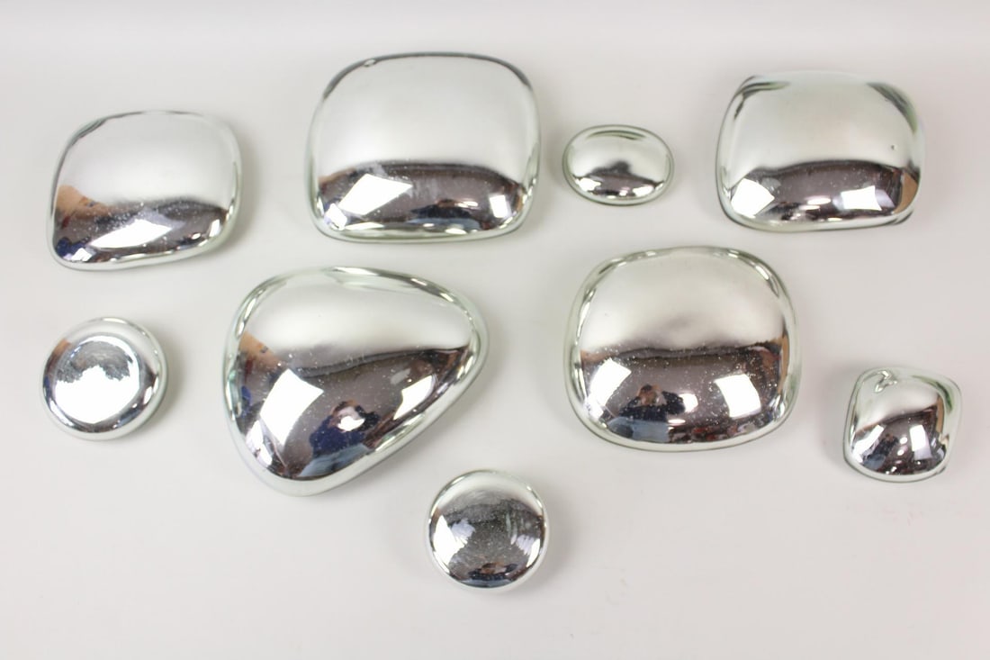 Set of 9 Biomorphic Mercury Glass Mirror Blobs Hanging Wall Sculptures (1 of 9)