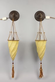 Pair of Fortuny Silk Wall Sconces