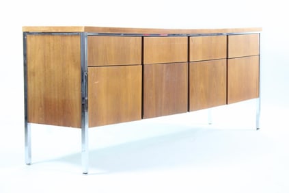 Walnut & Chrome Credenza, Lehigh Leopold