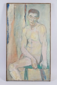 Framed Modernist Painting of a Nude Man