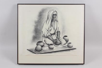Francisco Dosamantes Lithograph, Mexican Pottery