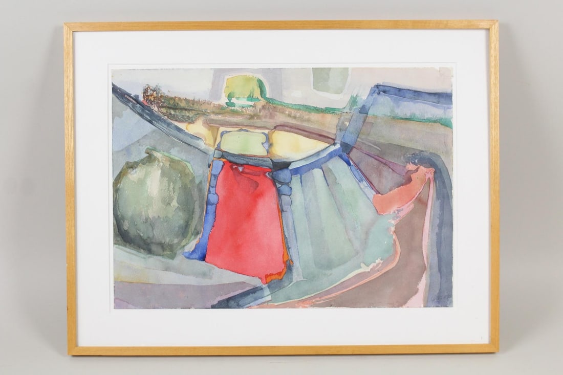 Signed & Framed Abstract Watercolor Painting, Chris Horton 1967 (1 of 10)