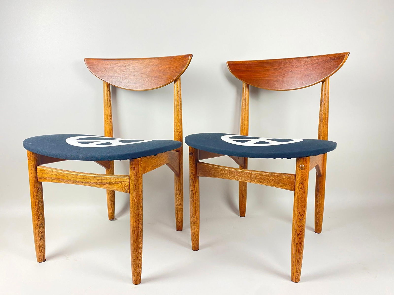 Pair of Danish Modern Chairs with "Peace" Seats (1 of 12)