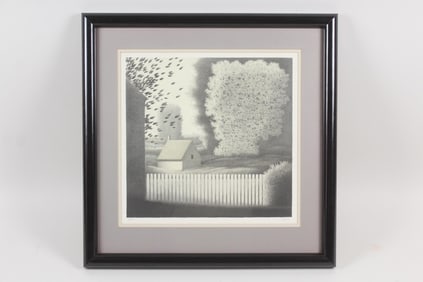 Robert Kipness Monochromatic Lithograph "Picket Fence IV"