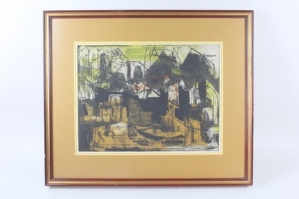 Mid Century Modern 1961 Abstract Etching by Barbara Beck