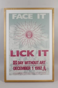 Frank Moore "Face it Lick It" Aids Poster 1992
