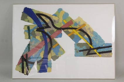 Large Framed Abstract Paper Collage, Pageant 1987