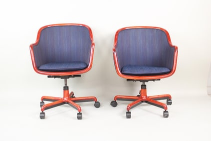 Pair of Ward Bennett Striped Office Chairs, 1 of 2