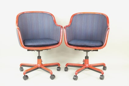 Pair of Ward Bennett Striped Office Chairs, 2 of 2