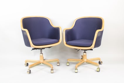 Pair of Ward Bennett Navy Blue Office Chairs, 3 of 3