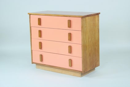 Mid-Century Modern Pink Wood Brutalist Dresser