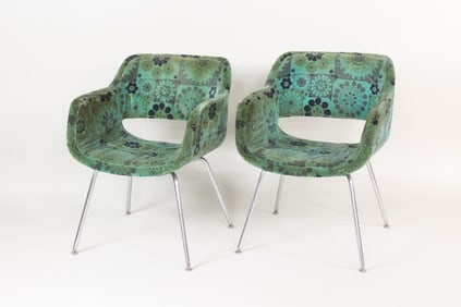 Pair of Chairs by Olli Borg for Asko, Lenor Larsen Fabric