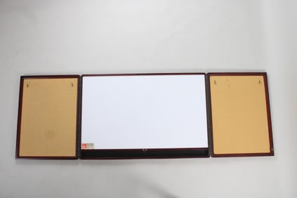 Egan Visuals Wood Cabinet Whiteboard / Blackboard