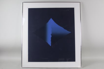 Framed Abstract Blue LE Serigraph, Signed 1975