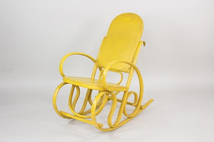 Yellow Thonet Style Bentwood Rocking Chair
