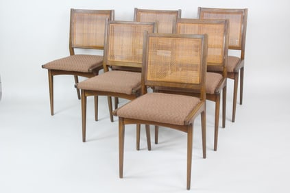 Set of 6 Dux Swedish Cane & Upholstered Dining Chairs