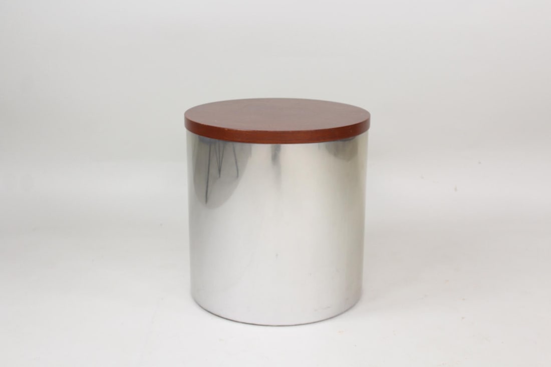 Paul Mayen for Habitat Wood & Chrome Side Table, Pedestal (1 of 8)