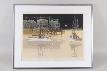 Virgil Thatcher LE Serigraph "Night Wharf" 1979