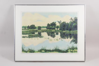 Gordon Mortensen Reduction Woodcut "Pelican Lake"