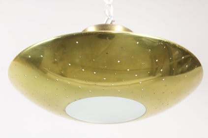 Brass Lightolier Saucer Ceiling Light, Gerald Thurston