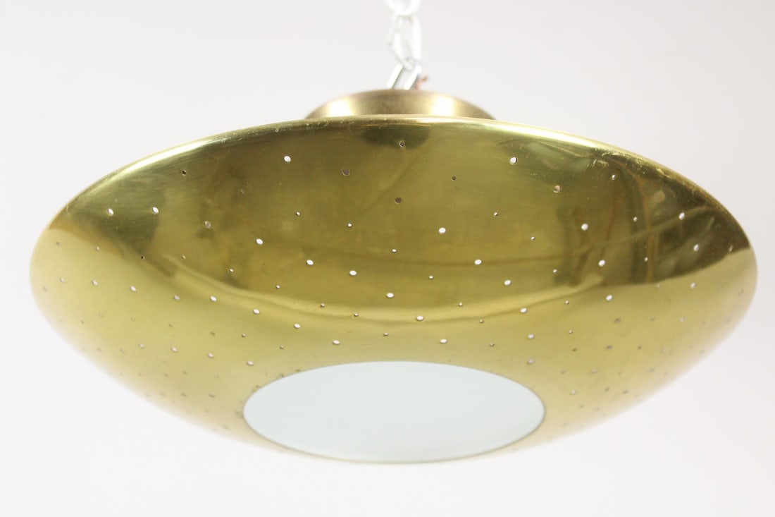 Brass Lightolier Saucer Ceiling Light, Gerald Thurston (1 of 11)