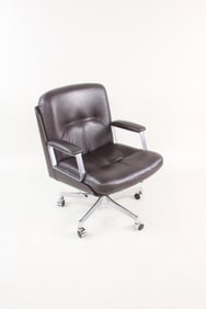 Leather & Steel Office Chair, Osvaldo Borsani for Vaghi