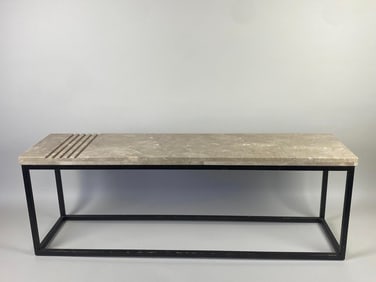 Contemporary Cast Marble Top Steel Bench by Vanguard