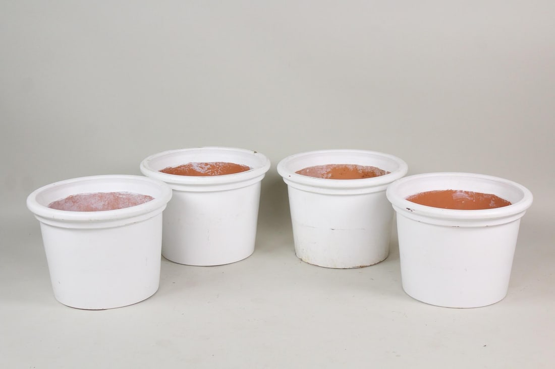 4 White Glazed Terracotta Garden Planters, Silma Italy (1 of 8)