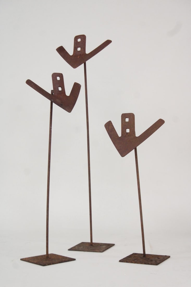 Group of 3 Found Art Iron Sculptures, Garden Plows (1 of 10)