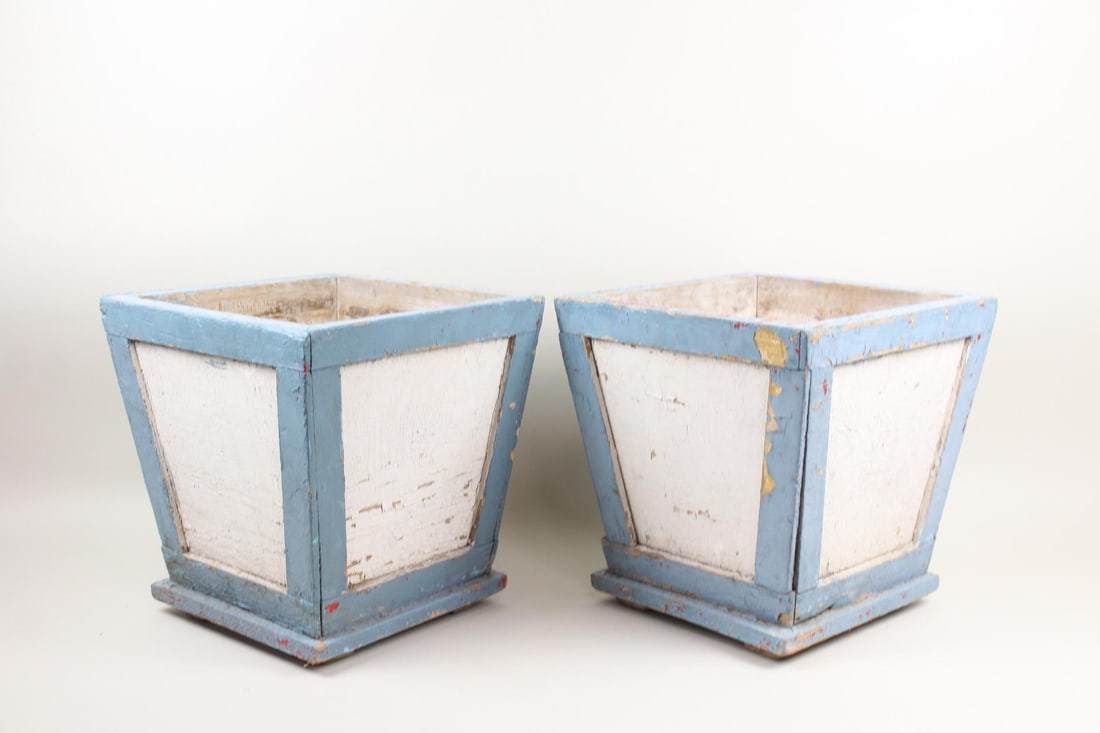 Pair of Blue & White Wood Garden Planters, Ralph Lauren (1 of 12)