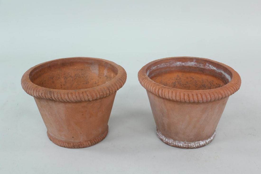 Pair of Terra Cotta Planters with Rope Rims (1 of 7)