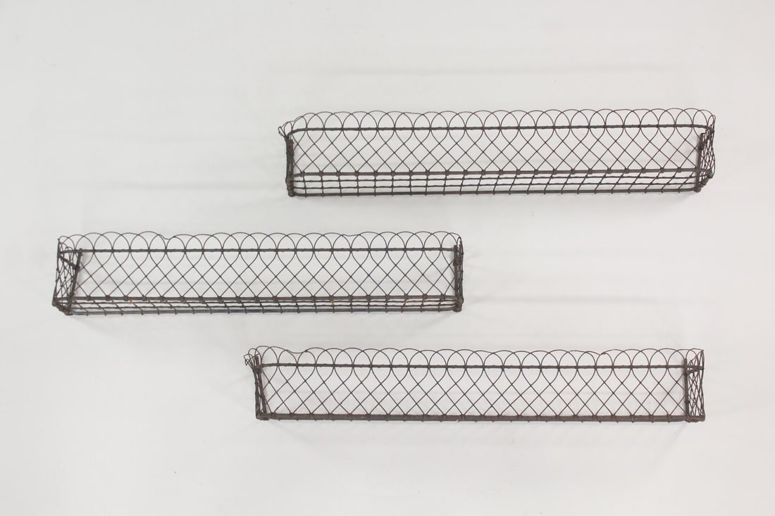 Set of 3 Antique 19th C.Wire Window Box Planter Shelves (1 of 8)